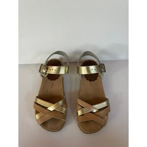 Hanna Andersson Girls Gold Mix Leather Sandals/Clogs Size EU 30